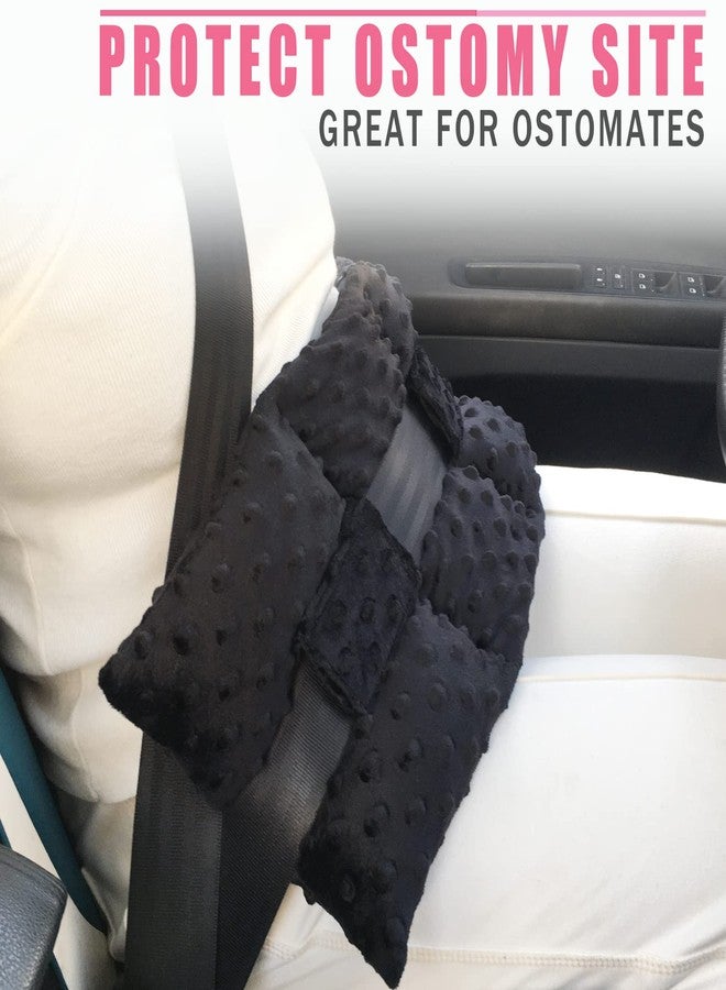 BNRendles Ostomy Seatbelt Pillow, Ostomy Driving Protector, Stoma Shiled Ileostomy Urostomy Riding Guard, No Squeezing, Ostomate Must Have Supplies, Minky Dot Black - Image 2